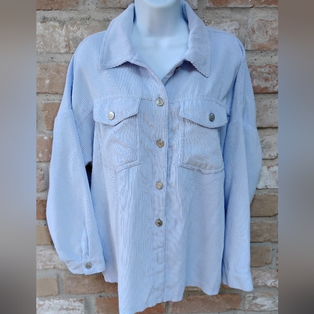 Forever 21 Light Blue Corduroy Utility Jacket